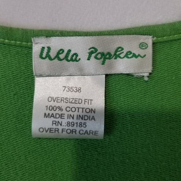Ulla Popken Sweatshirt 1X Pullover V Neck Green Raglan Sleeve Top - Picture 4 of 7